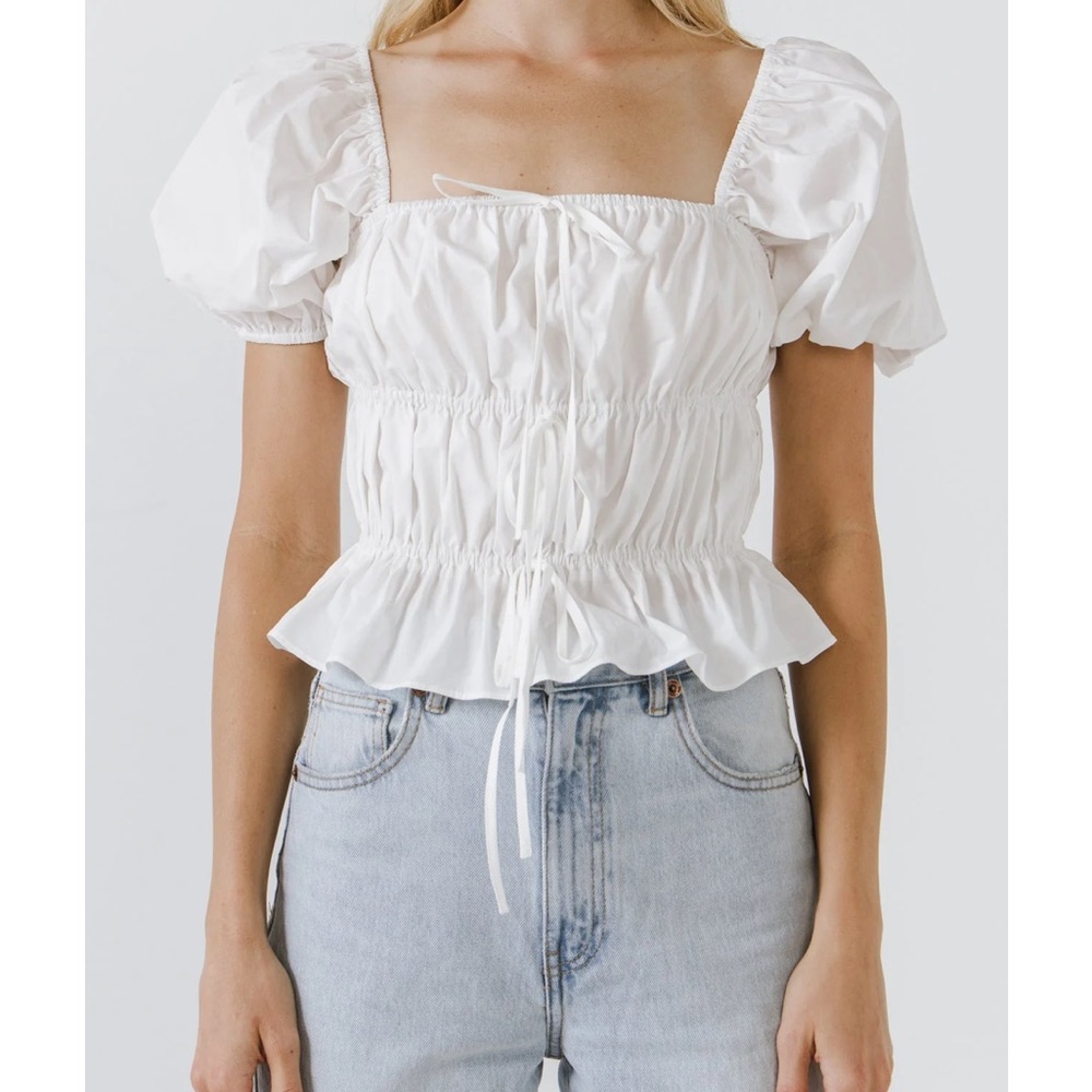 English Factory White Bow Top